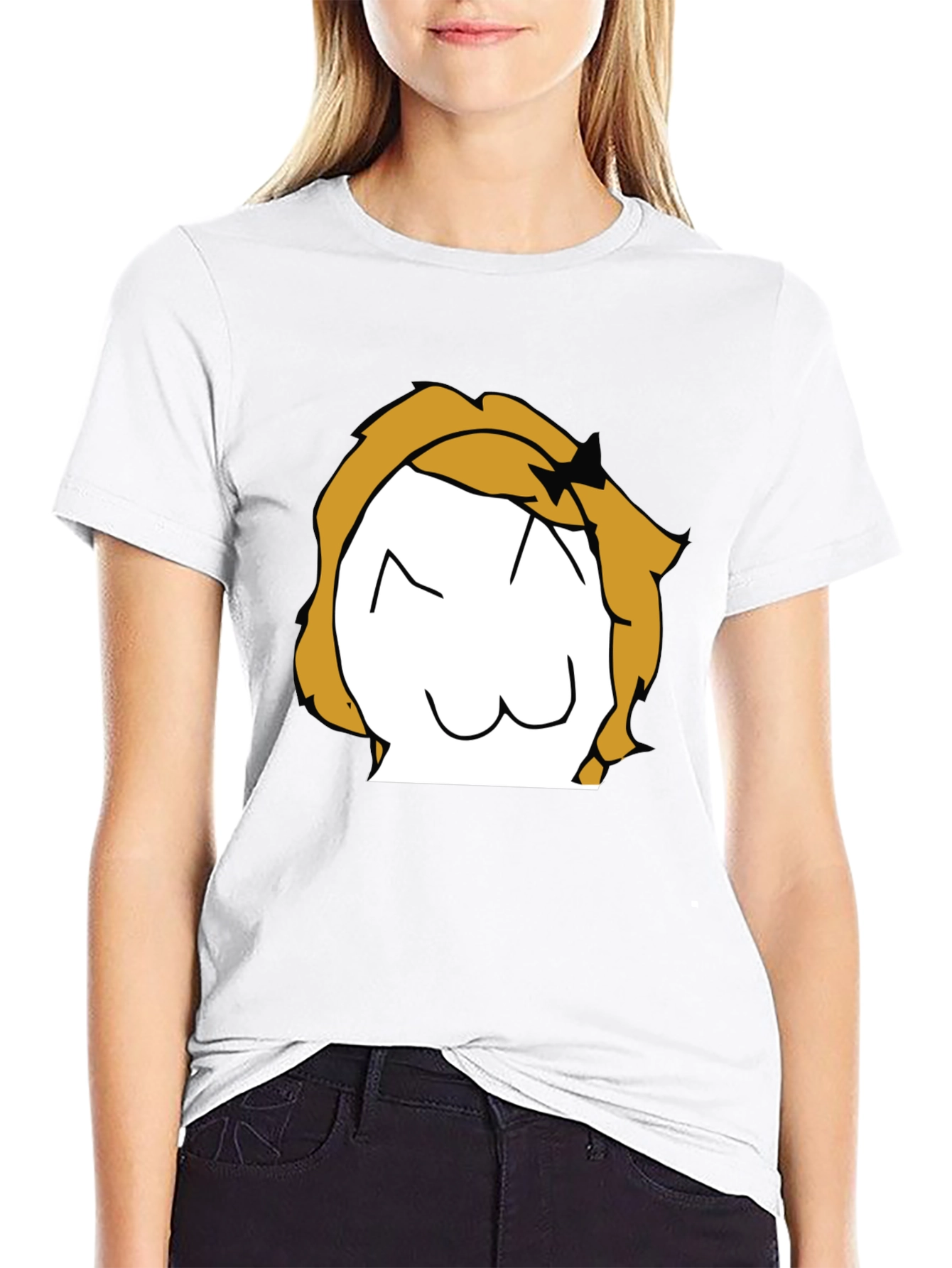Anime Style Graphic T-Shirt - Black Crew Neck