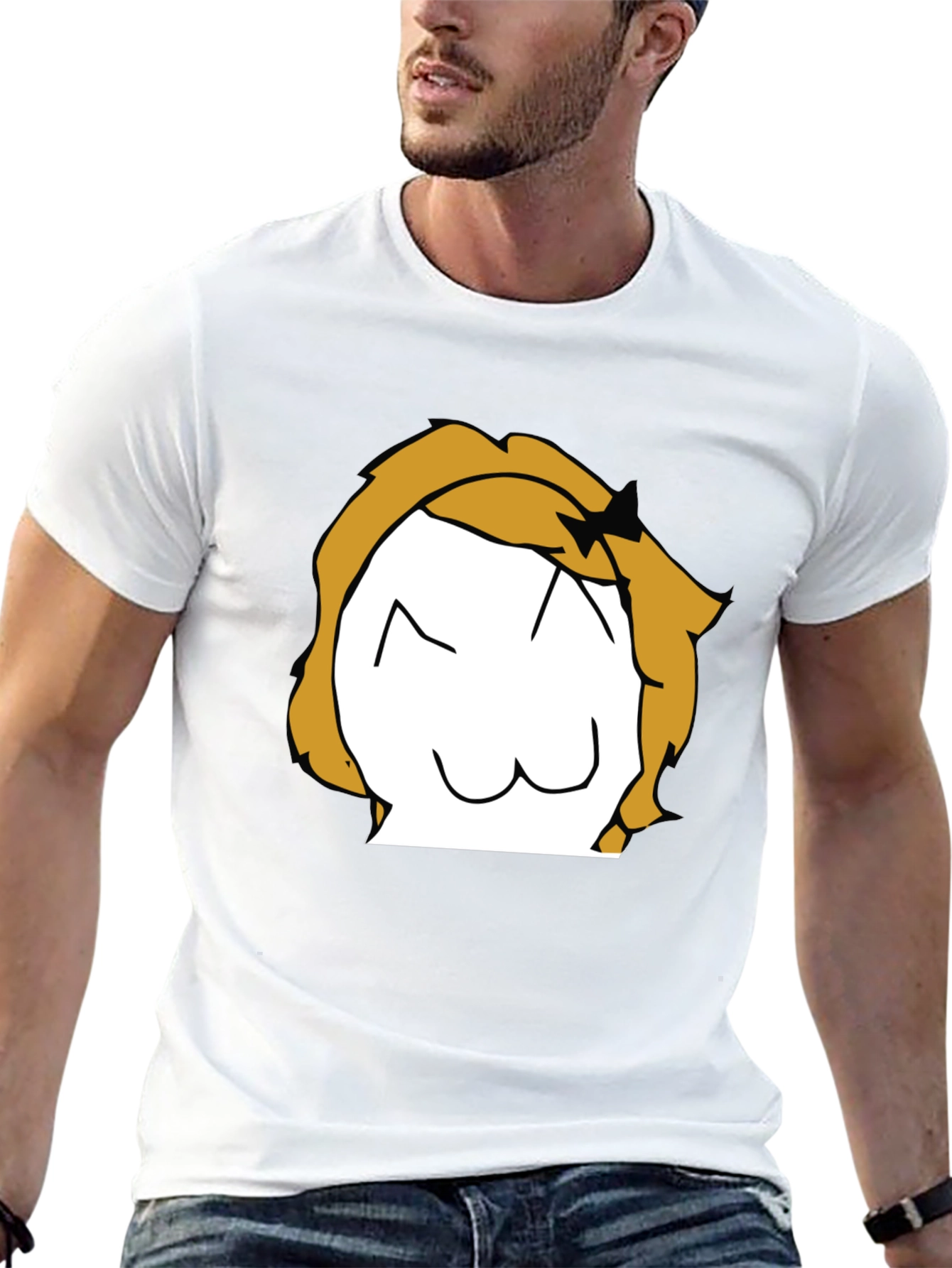 Anime Style Graphic T-Shirt - Black Crew Neck
