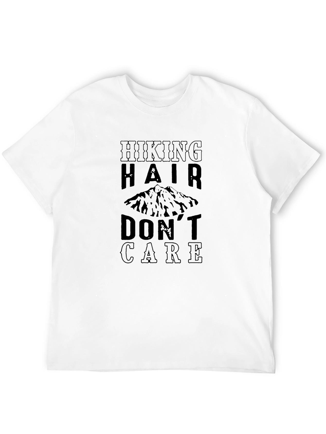 Hiking Hair Dont Care T-Shirt Black Mountain Graphic