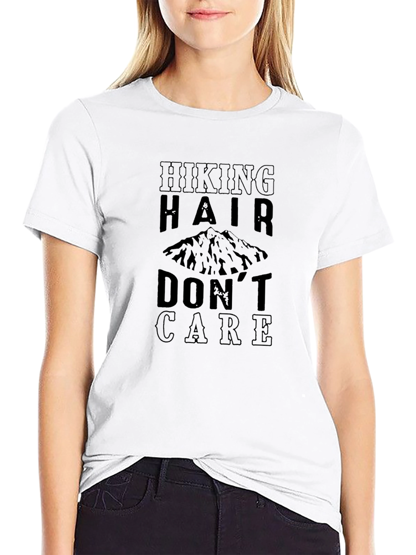 Hiking Hair Dont Care T-Shirt Black Mountain Graphic