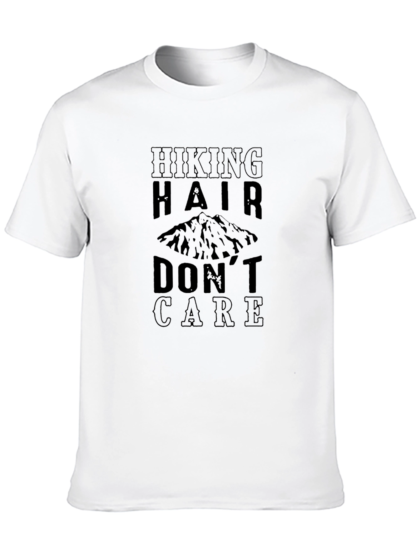 Hiking Hair Dont Care T-Shirt Black Mountain Graphic