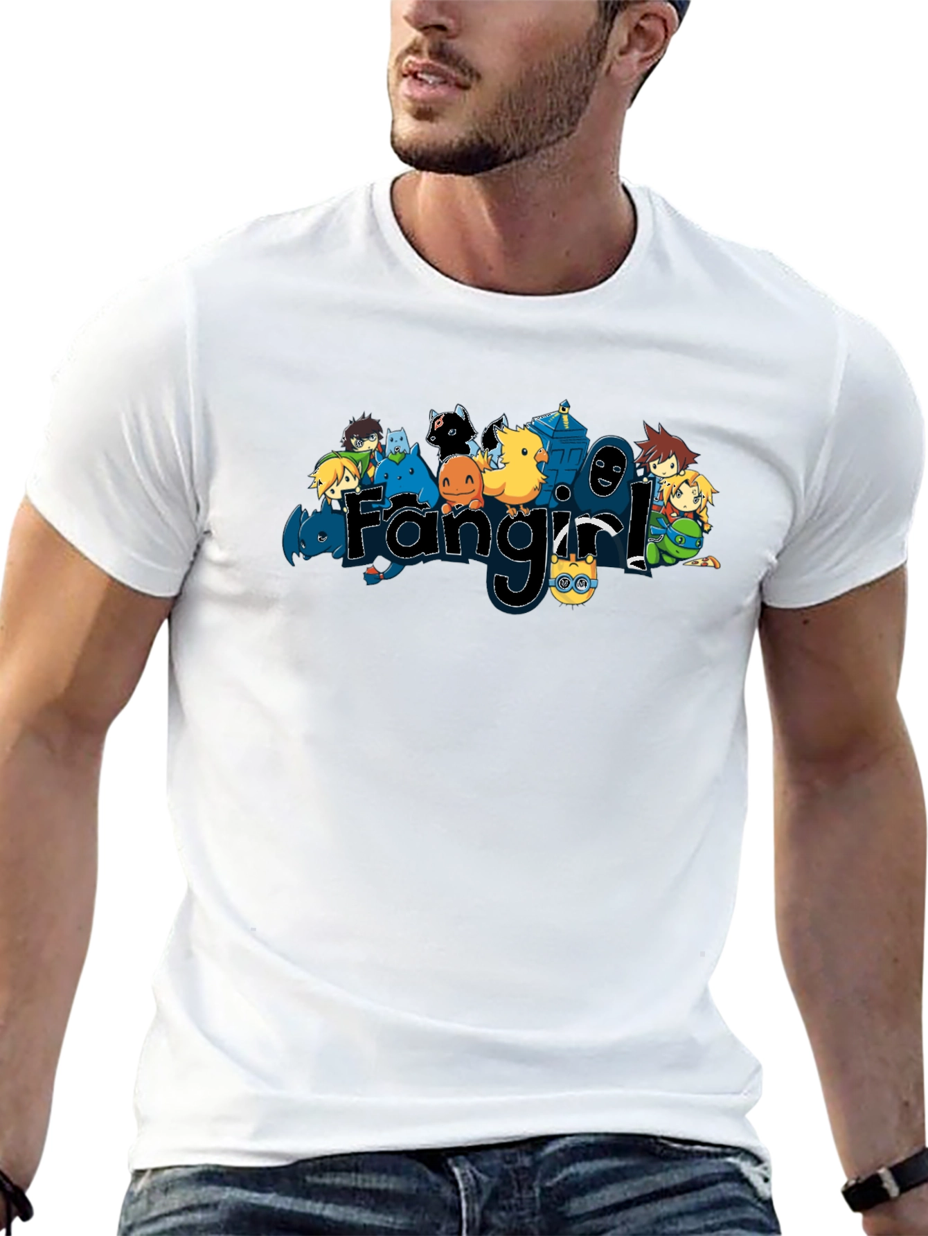Fangirl Cartoon Character Graphic T-Shirt
