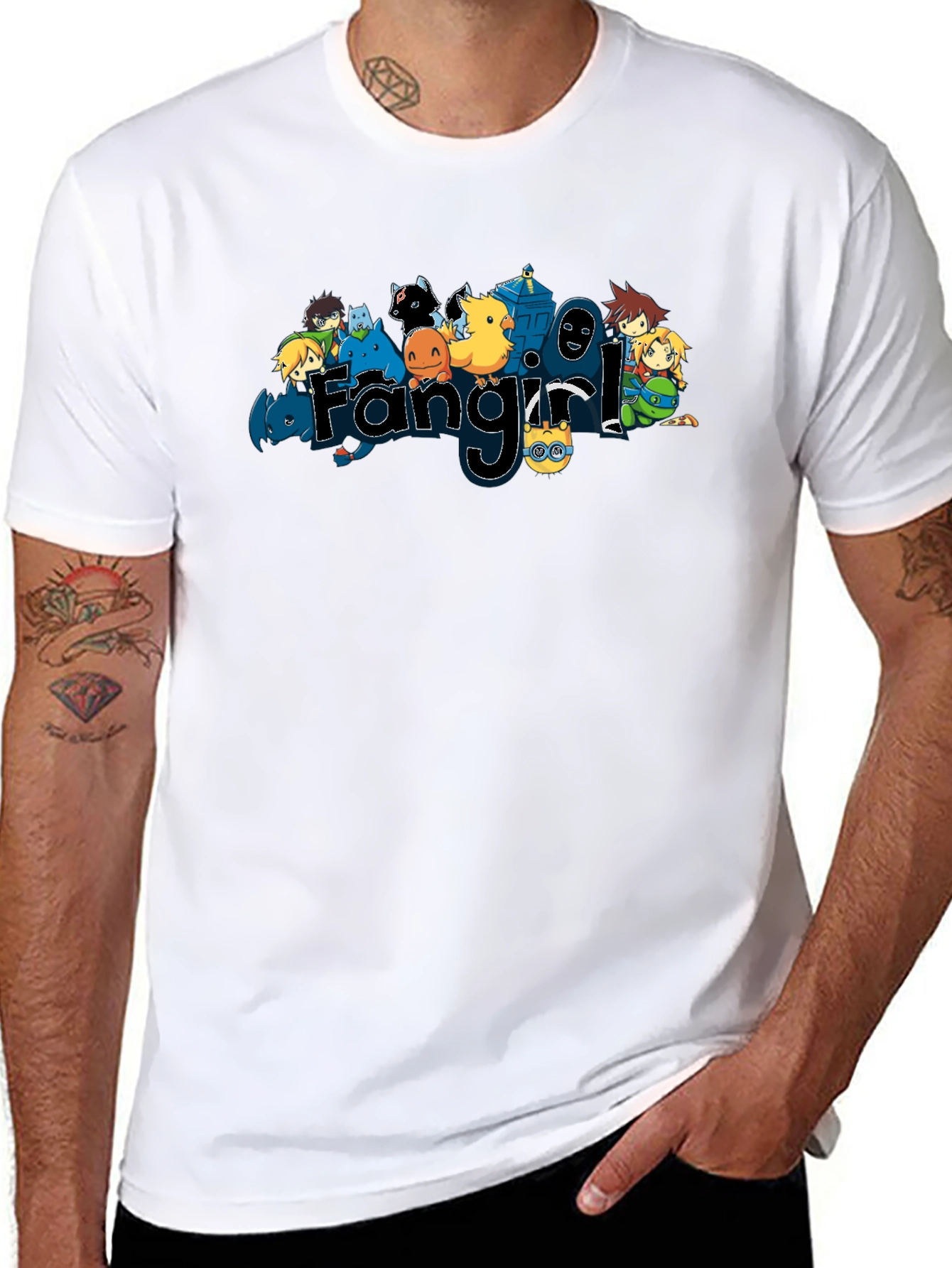 Fangirl Cartoon Character Graphic T-Shirt