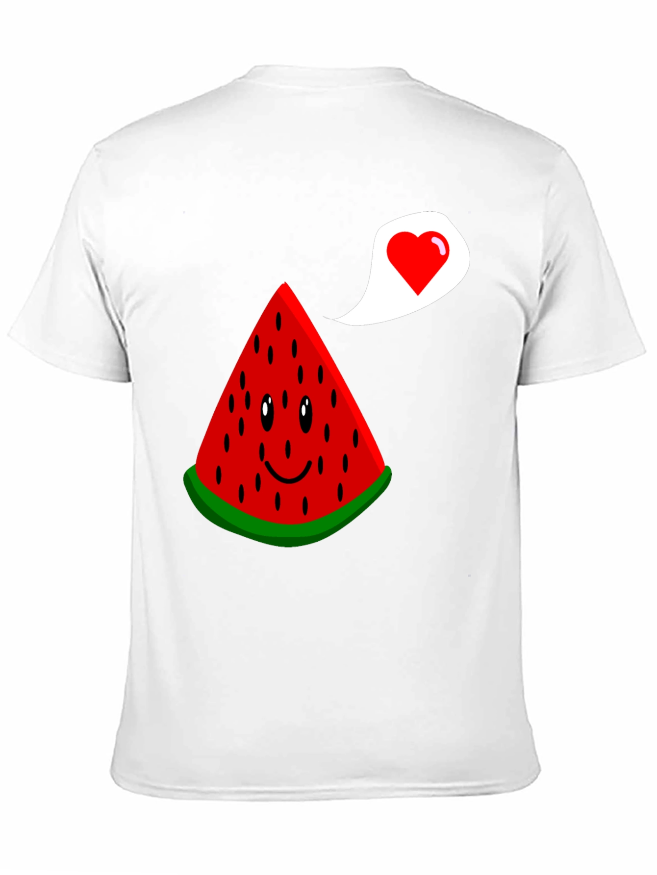 Cute Watermelon Slice Heart Graphic Black T-Shirt