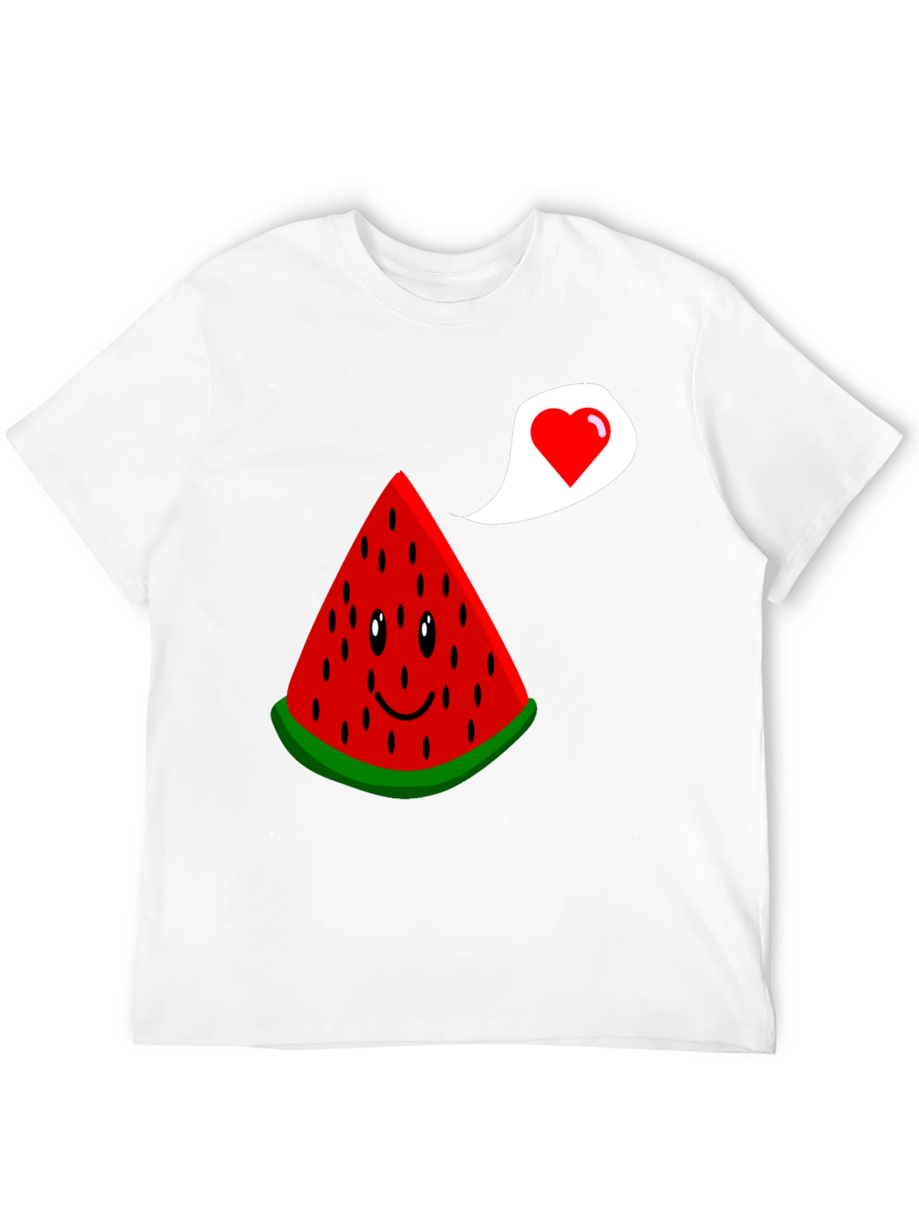 Cute Watermelon Slice Heart Graphic Black T-Shirt