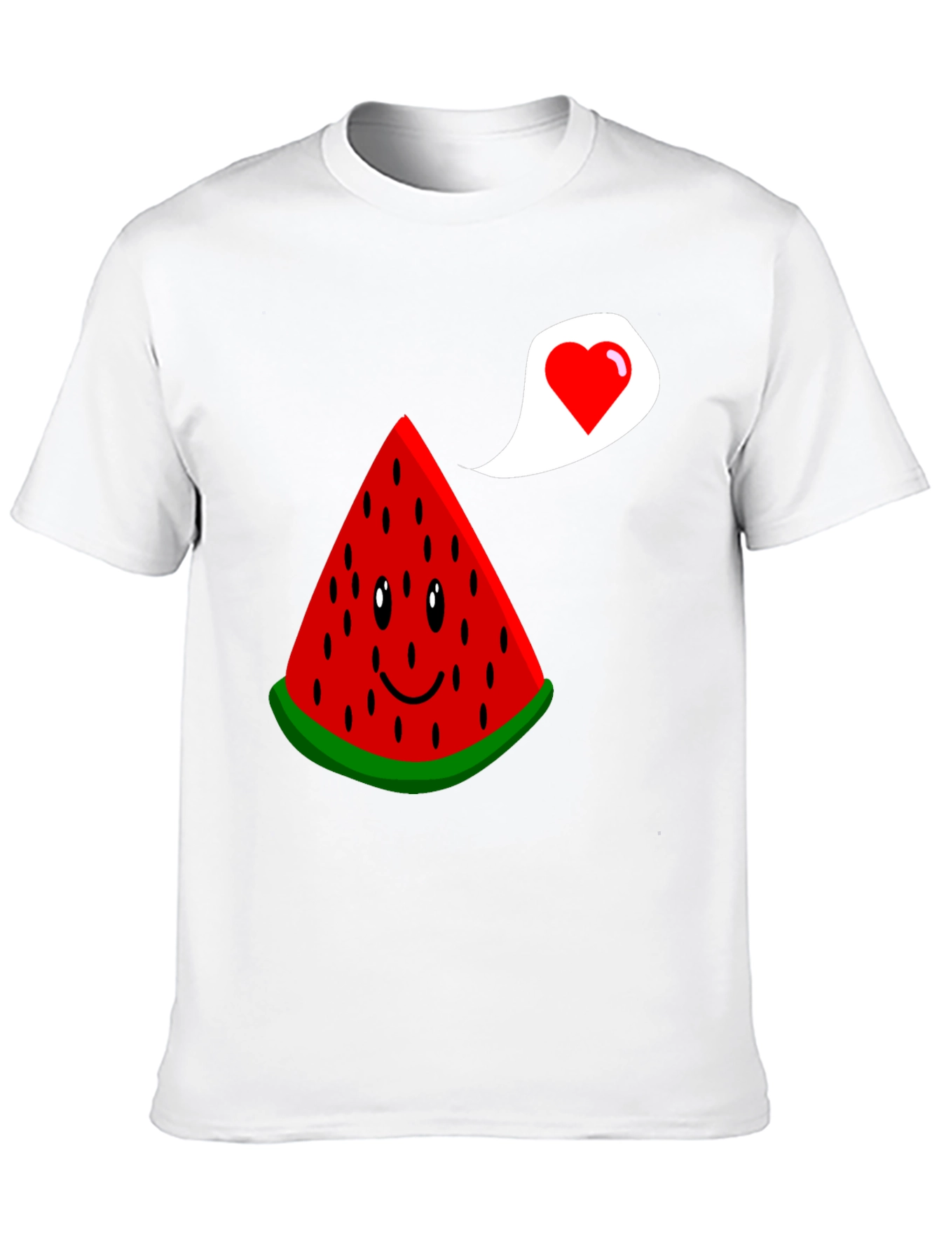 Cute Watermelon Slice Heart Graphic Black T-Shirt