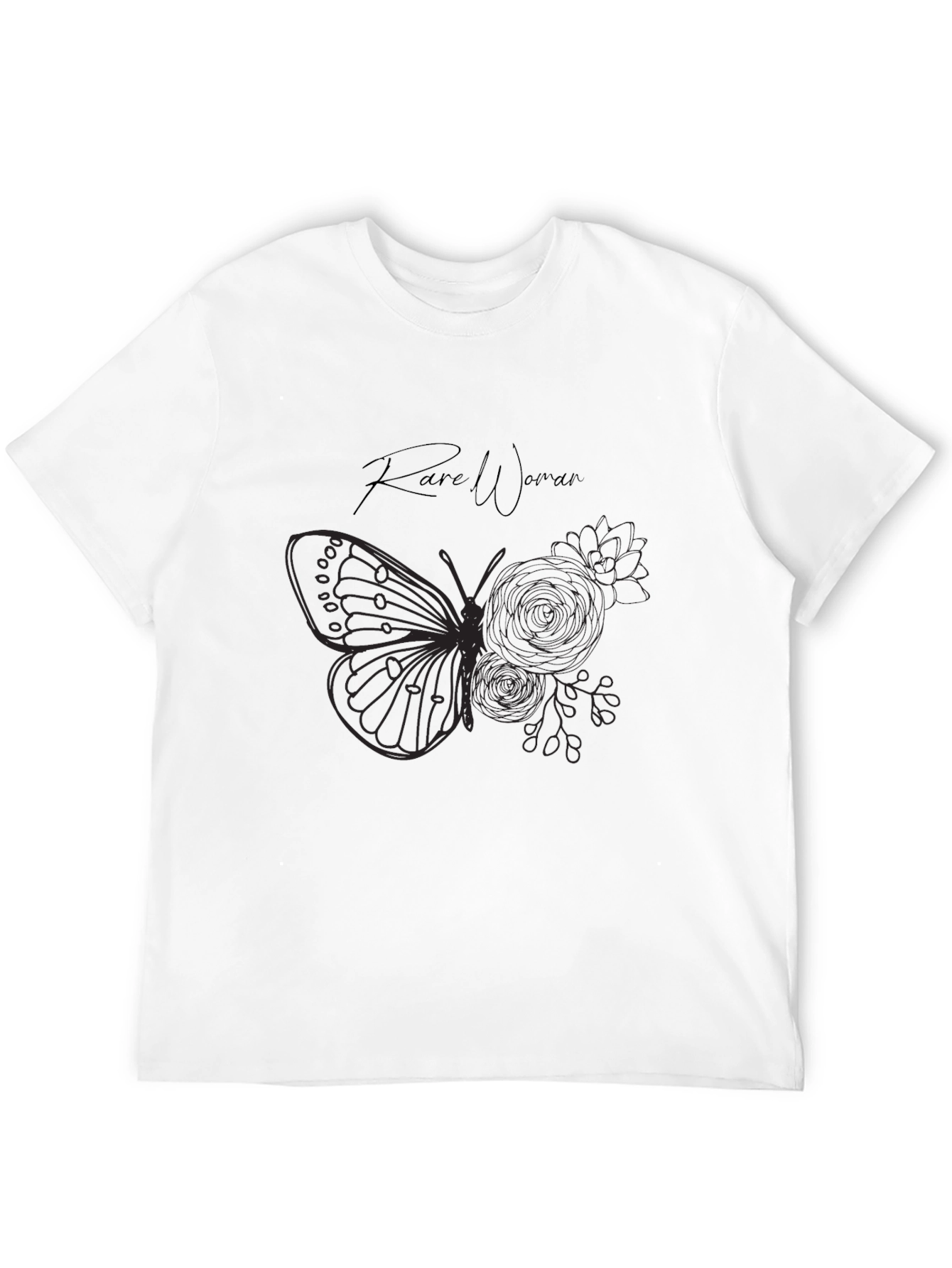Rare Woman Butterfly Graphic T-Shirt