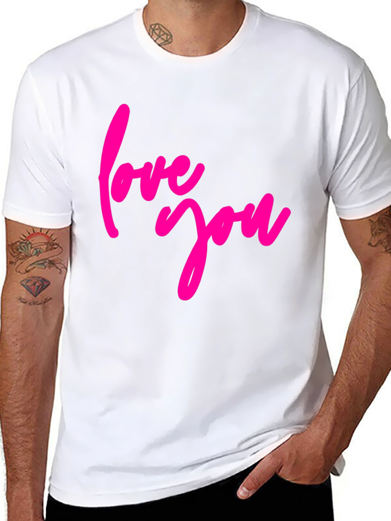 Love You Graphic Tee - Black Cotton Blend T-Shirt