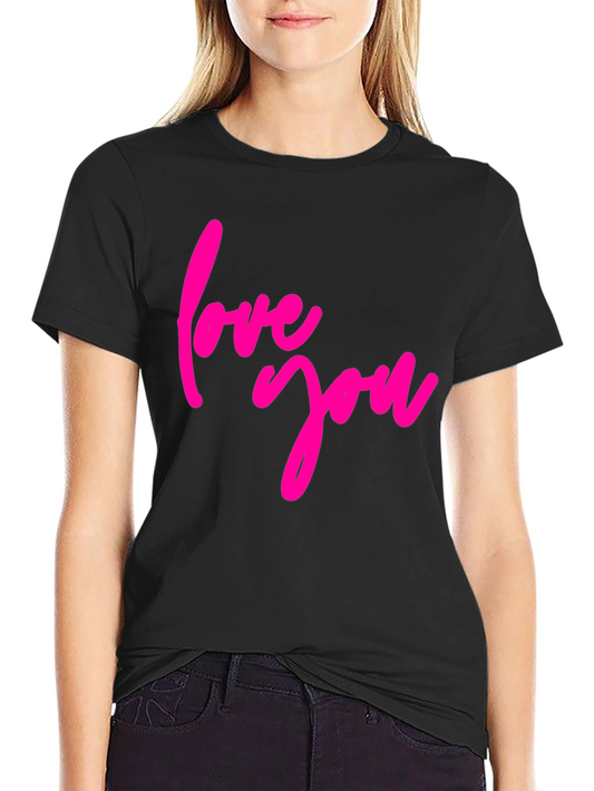 Love You Graphic Tee - Black Cotton Blend T-Shirt
