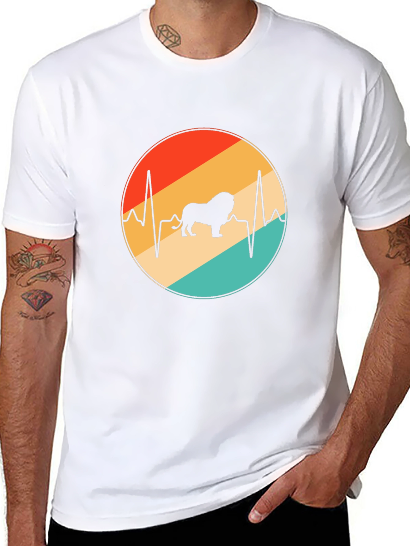 Lion Heartbeat Graphic Tee - Black