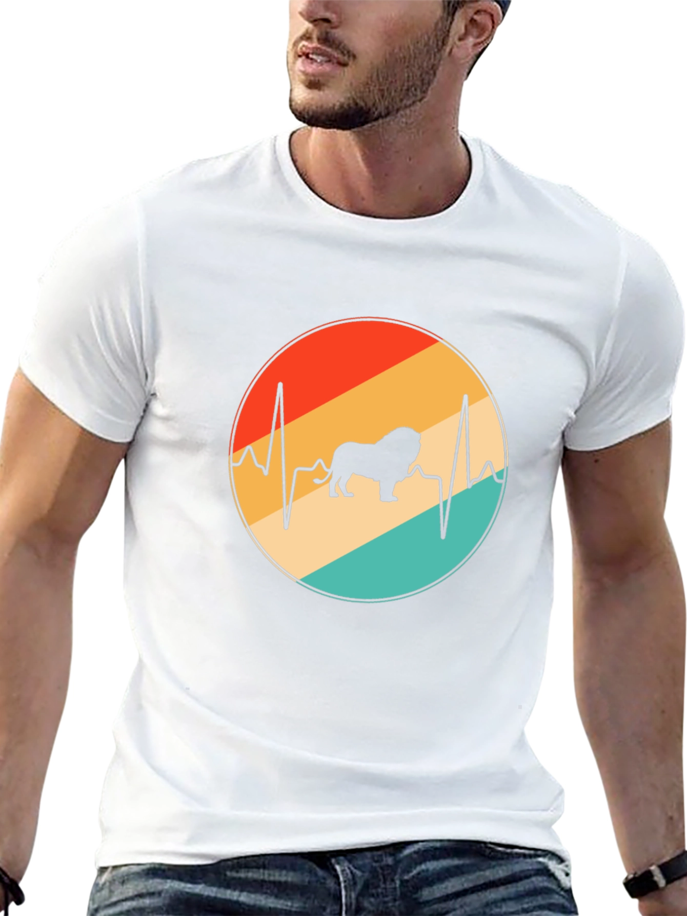 Lion Heartbeat Graphic Tee - Black