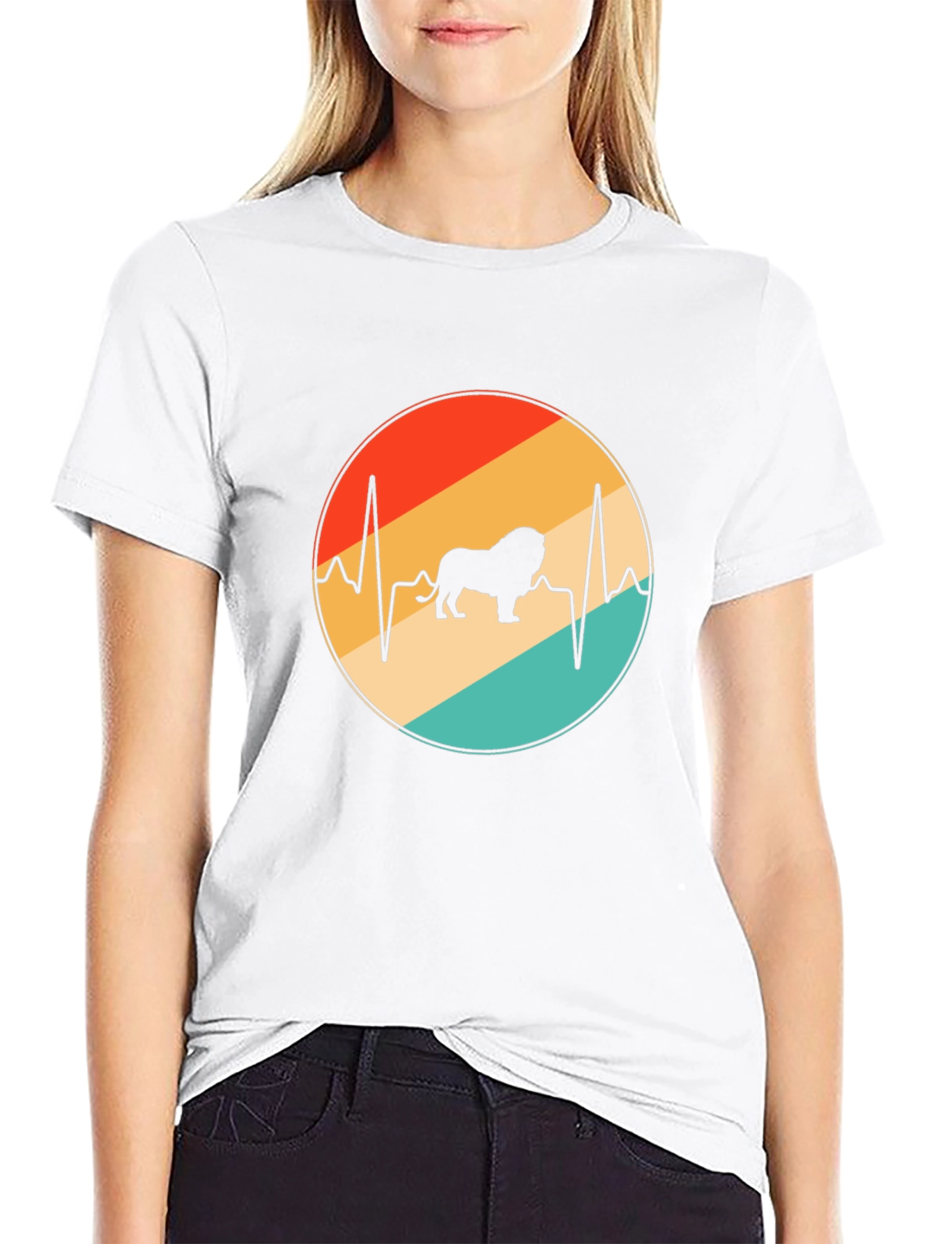Lion Heartbeat Graphic Tee - Black