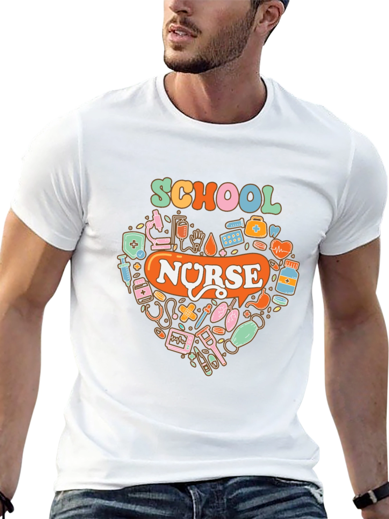 School Nurse Heart Graphic Tee