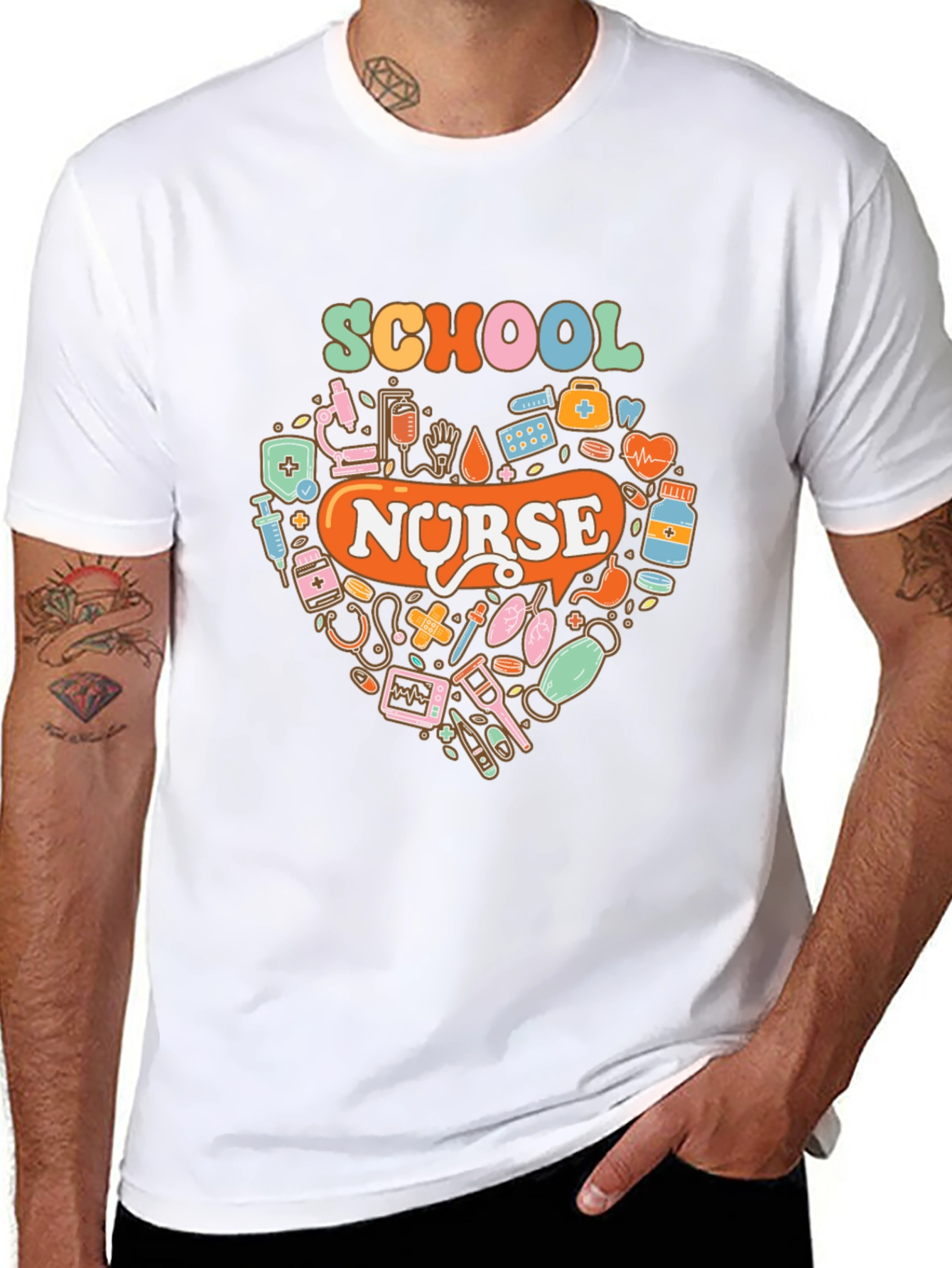 School Nurse Heart Graphic Tee