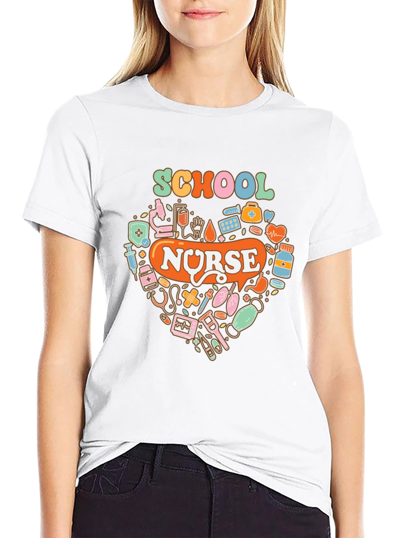 School Nurse Heart Graphic Tee