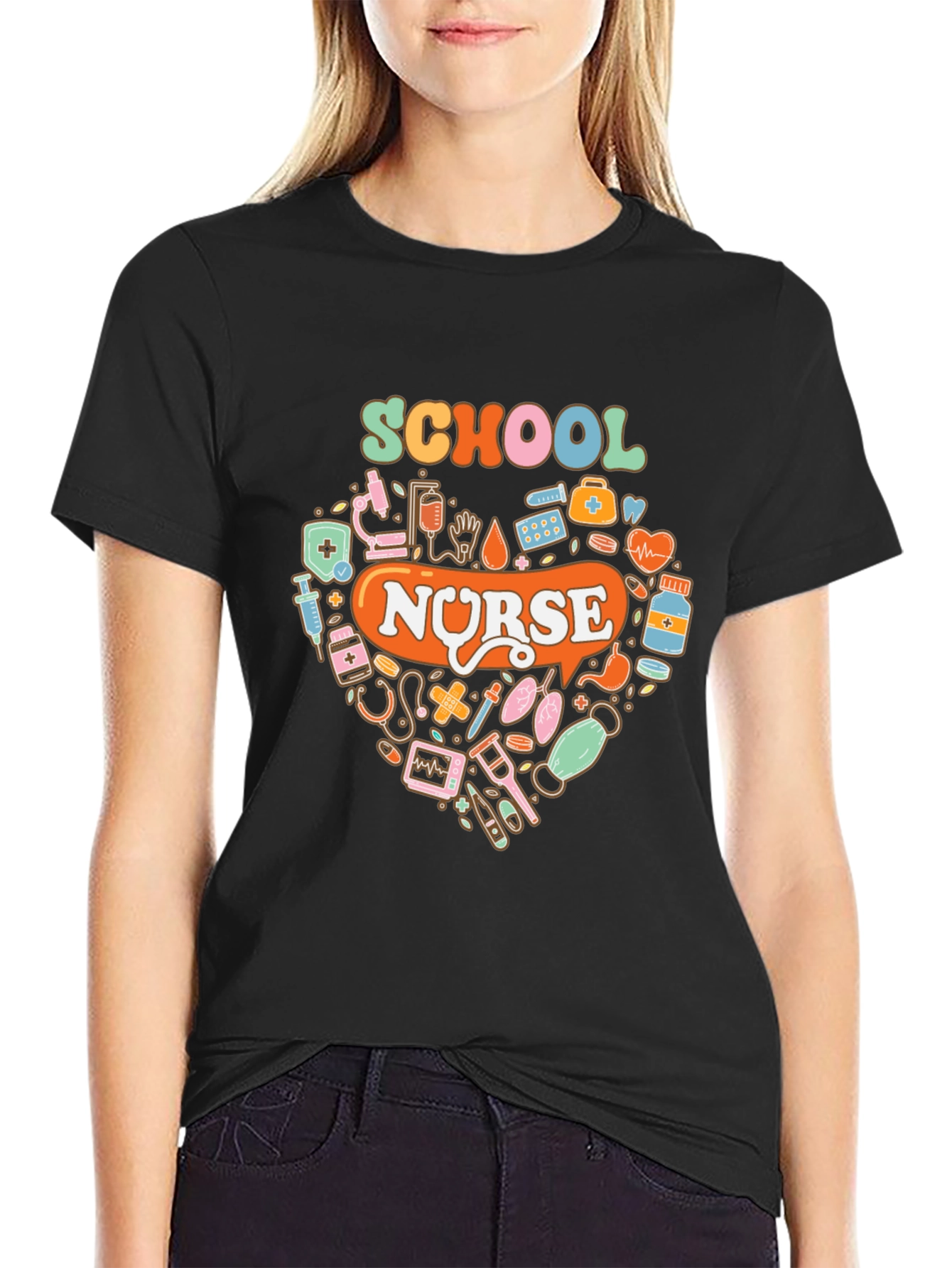 School Nurse Heart Graphic Tee