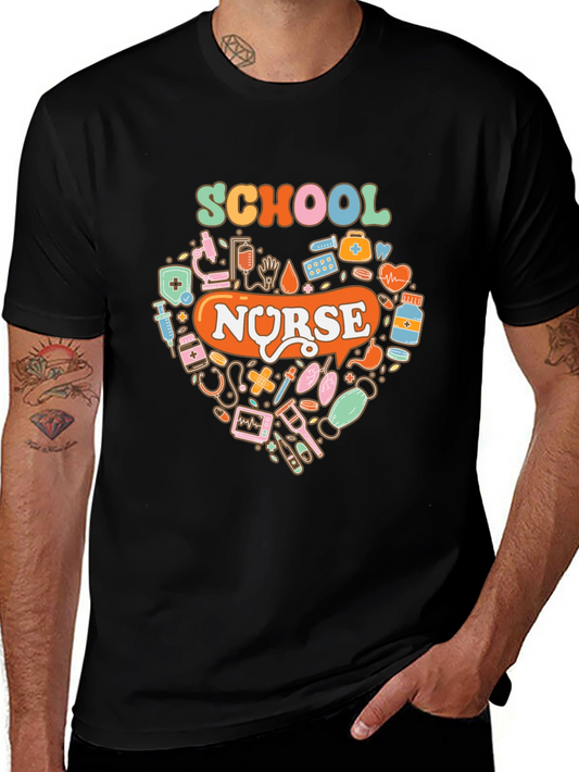 School Nurse Heart Graphic Tee
