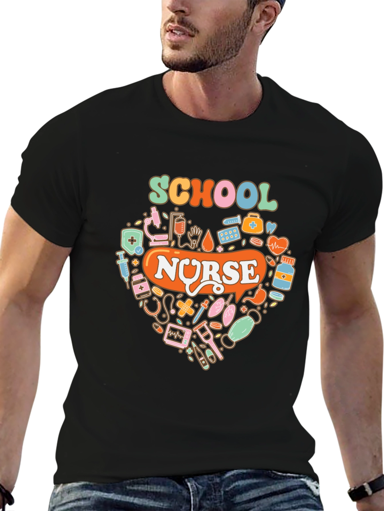 School Nurse Heart Graphic Tee