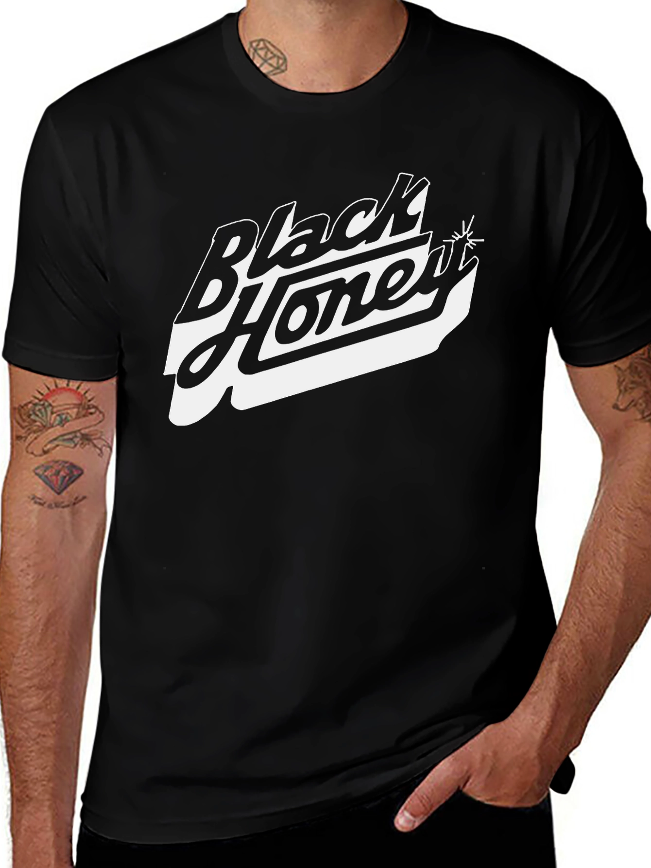 Black Honey Graphic Tee - Classic Black Cotton T-Shirt