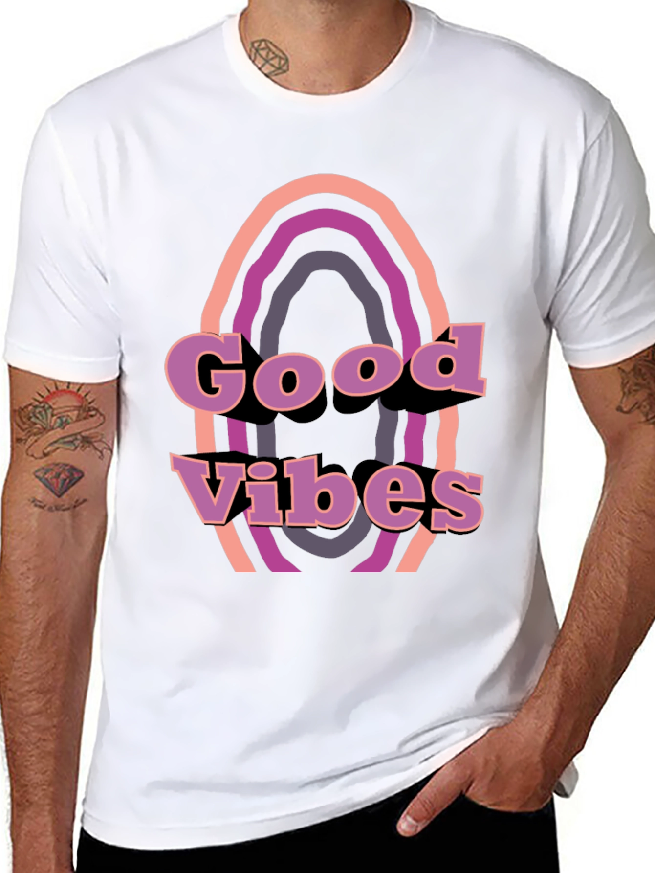 Good Vibes Retro Graphic Tee - Black