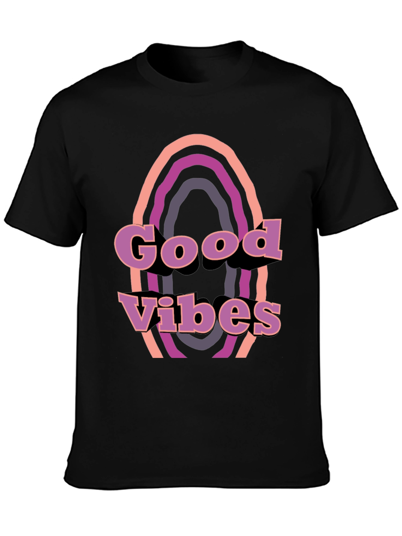 Good Vibes Retro Graphic Tee - Black