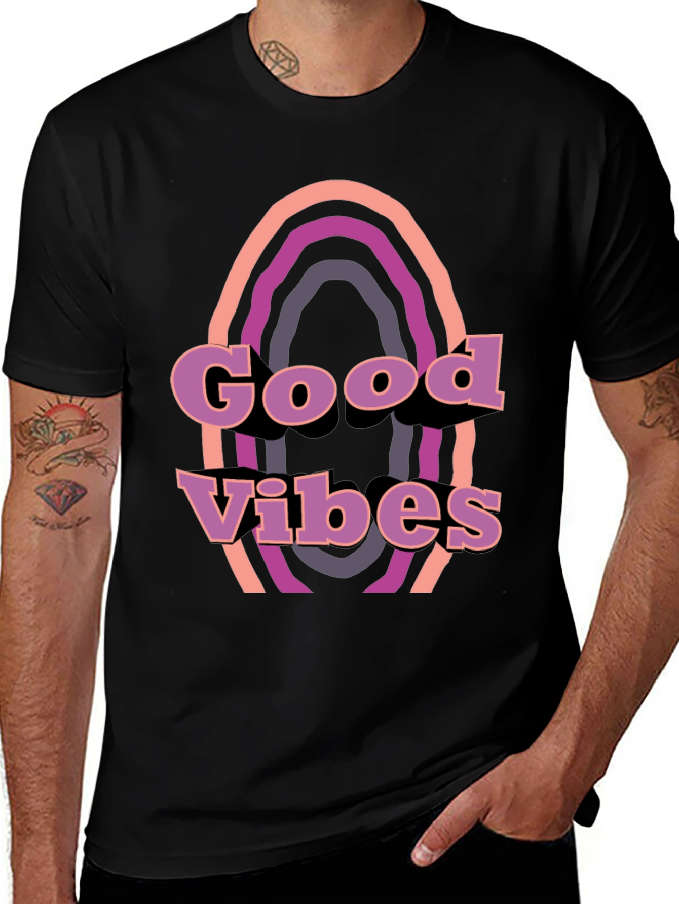 Good Vibes Retro Graphic Tee - Black