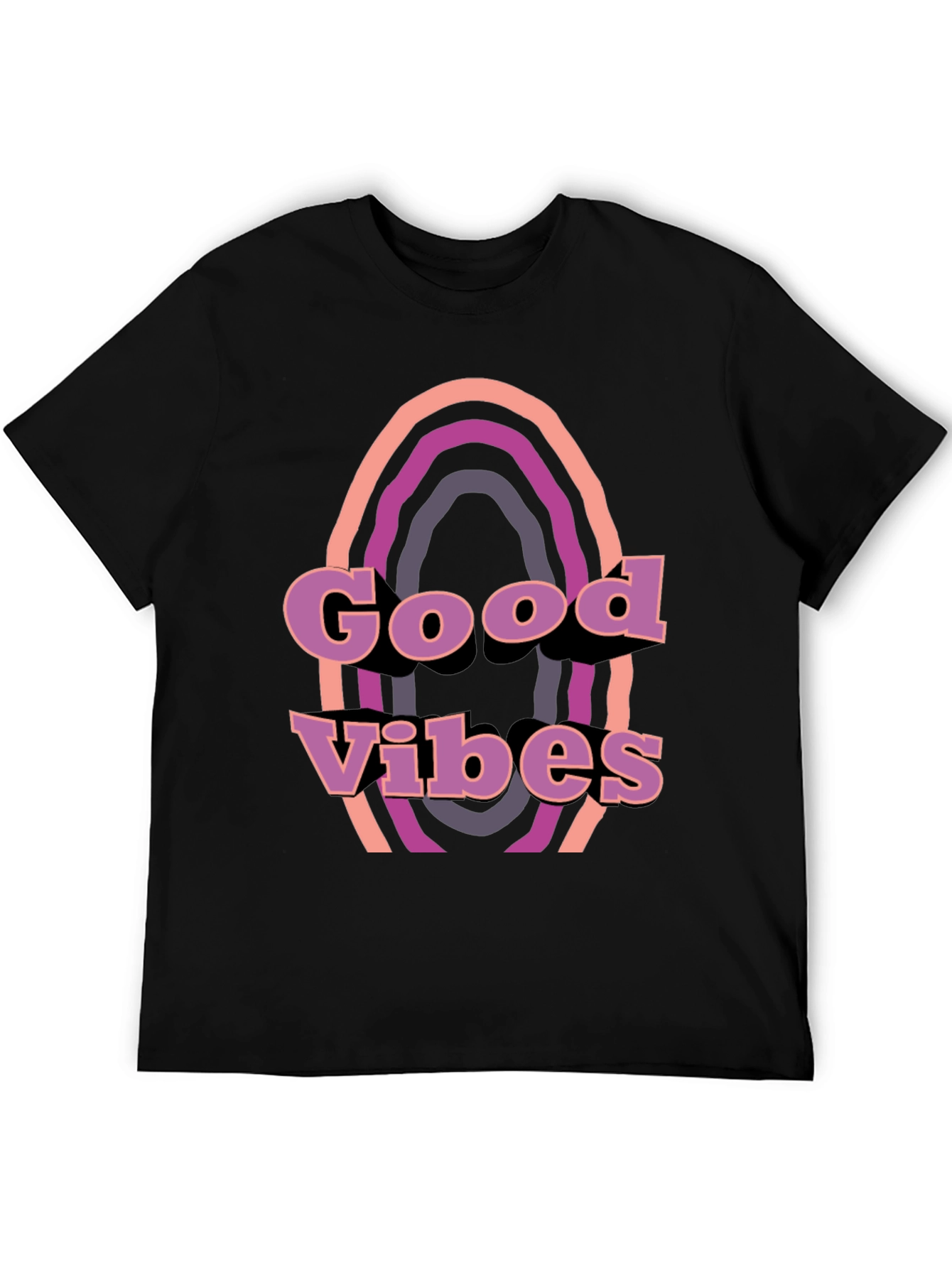 Good Vibes Retro Graphic Tee - Black