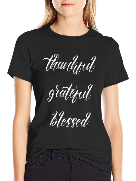 Thankful Grateful Blessed Black Tee