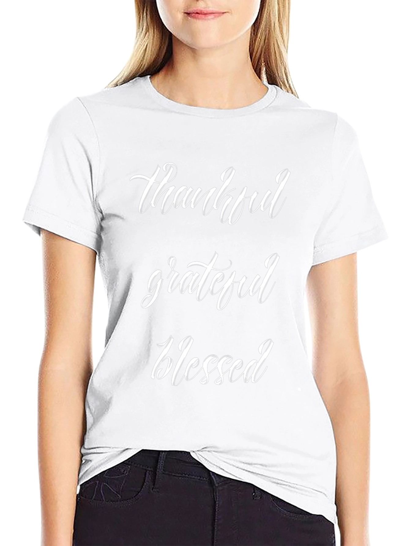 Thankful Grateful Blessed Black Tee