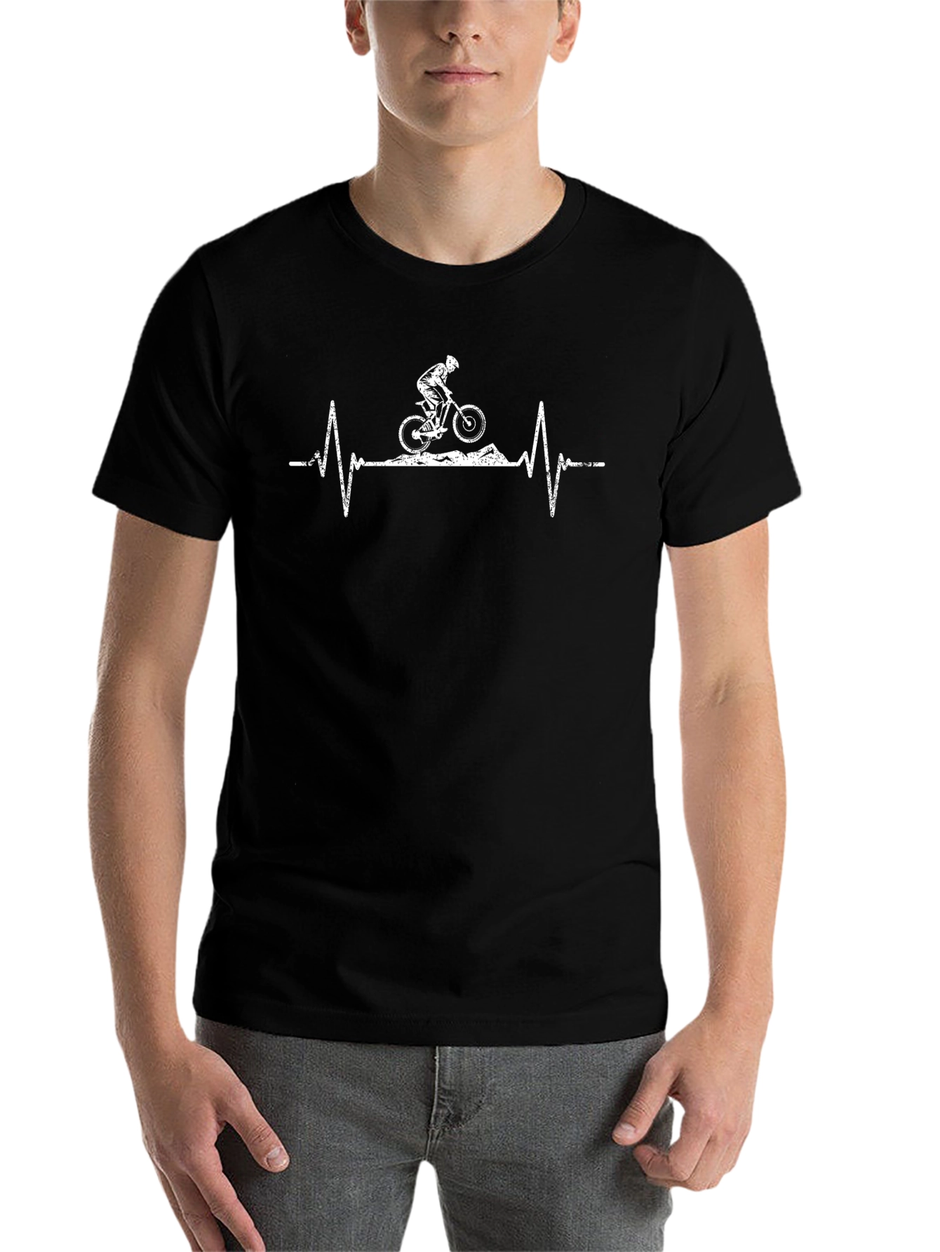 Mountain Bike Heartbeat T-Shirt - Black Graphic Tee