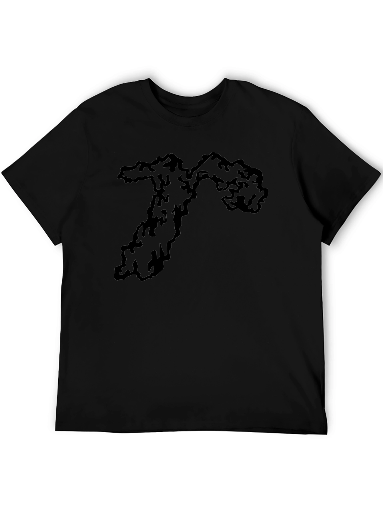 Mens Black Tee with Abstract Graphic Print