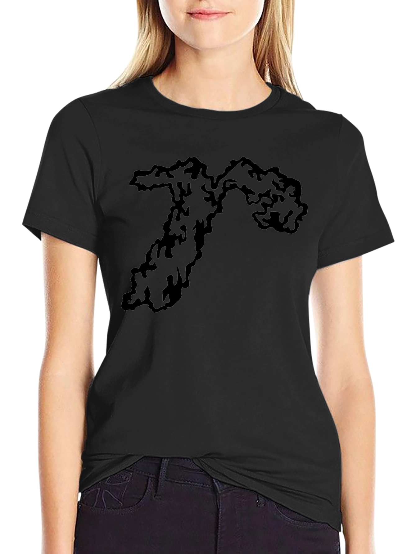 Mens Black Tee with Abstract Graphic Print