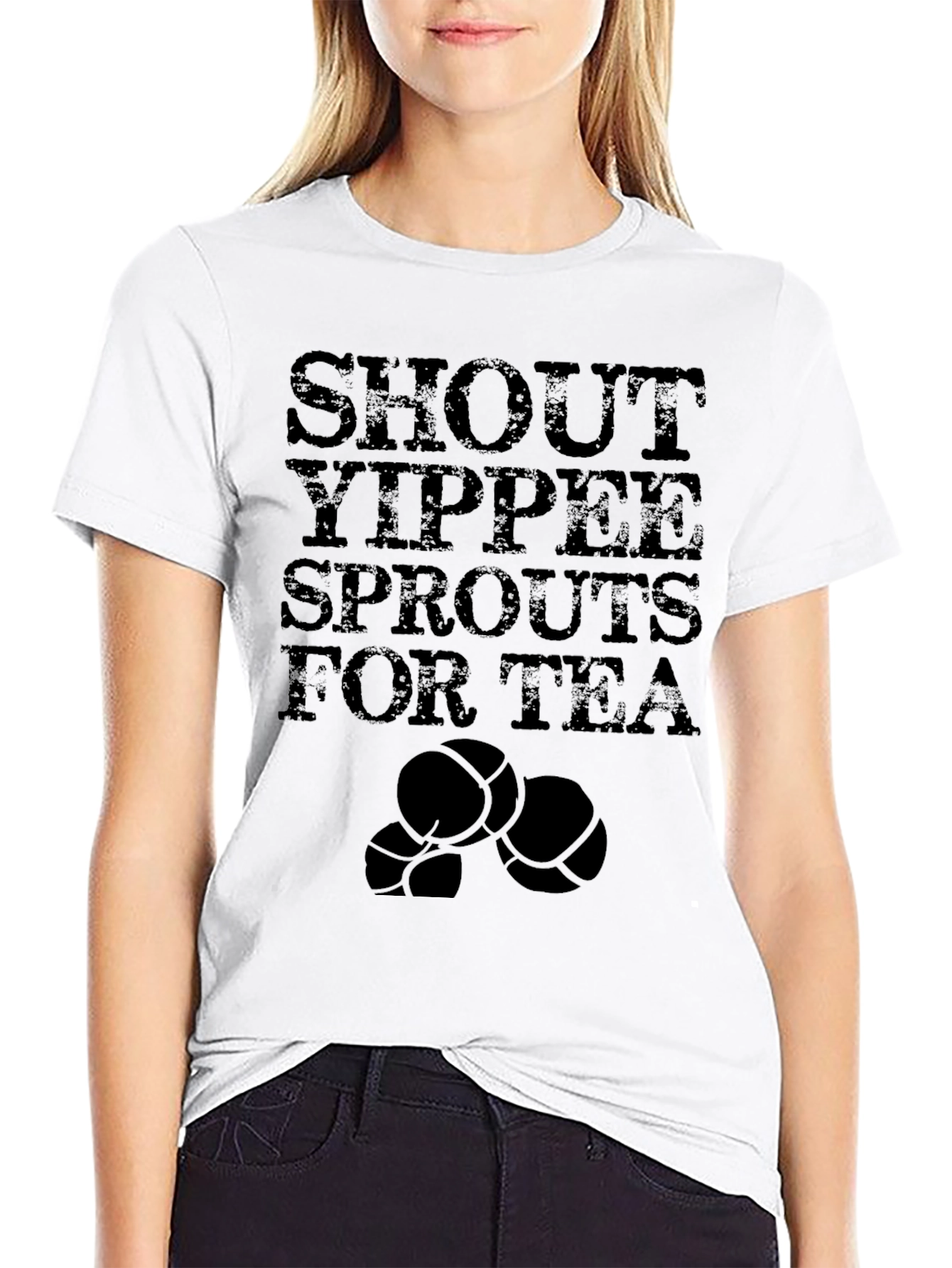 Shout Yippee Sprouts for Tea Black T-Shirt