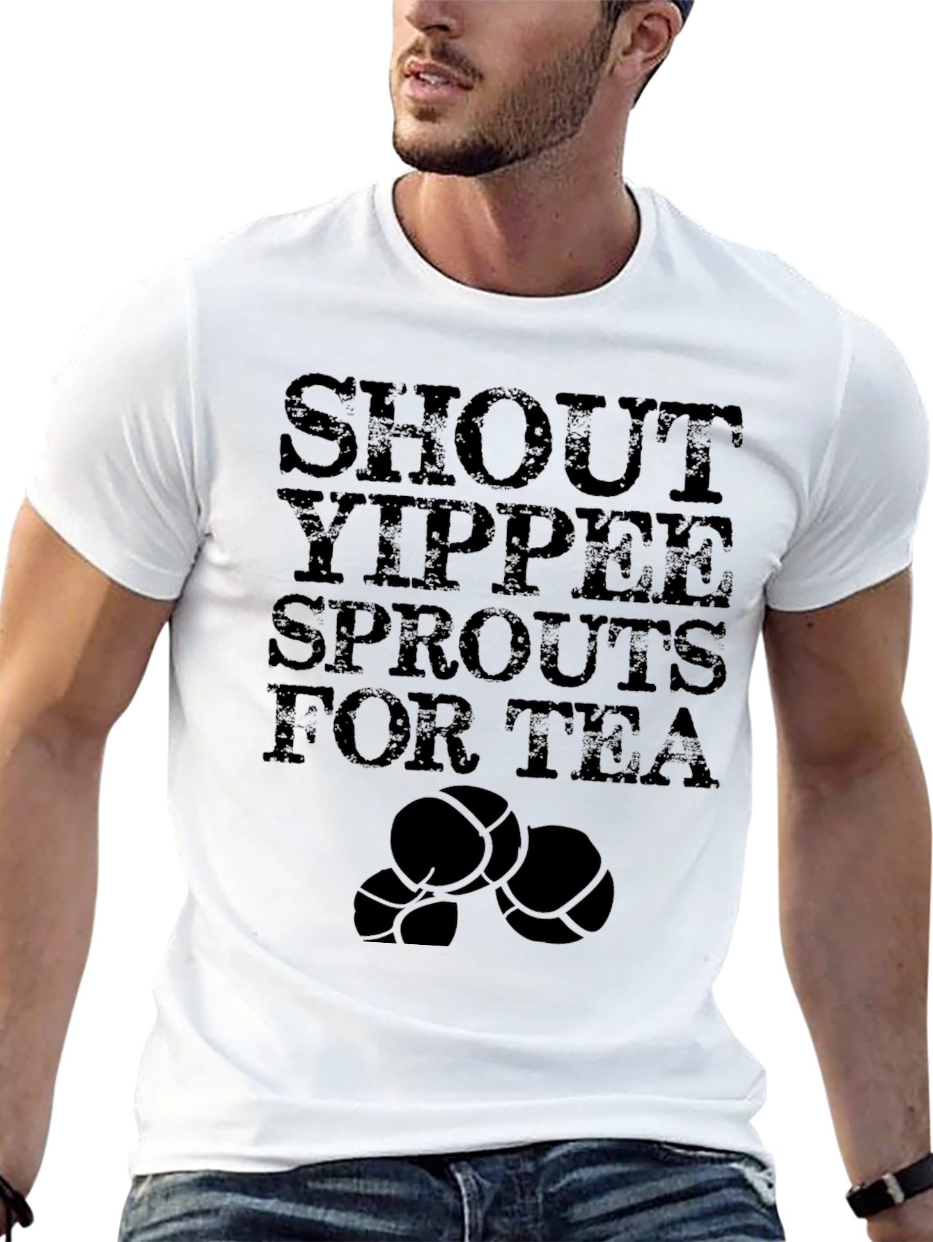 Shout Yippee Sprouts for Tea Black T-Shirt