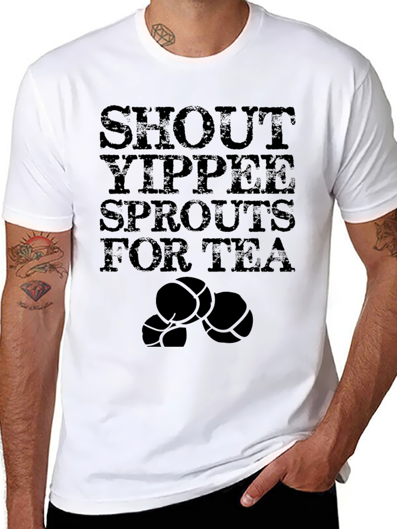 Shout Yippee Sprouts for Tea Black T-Shirt