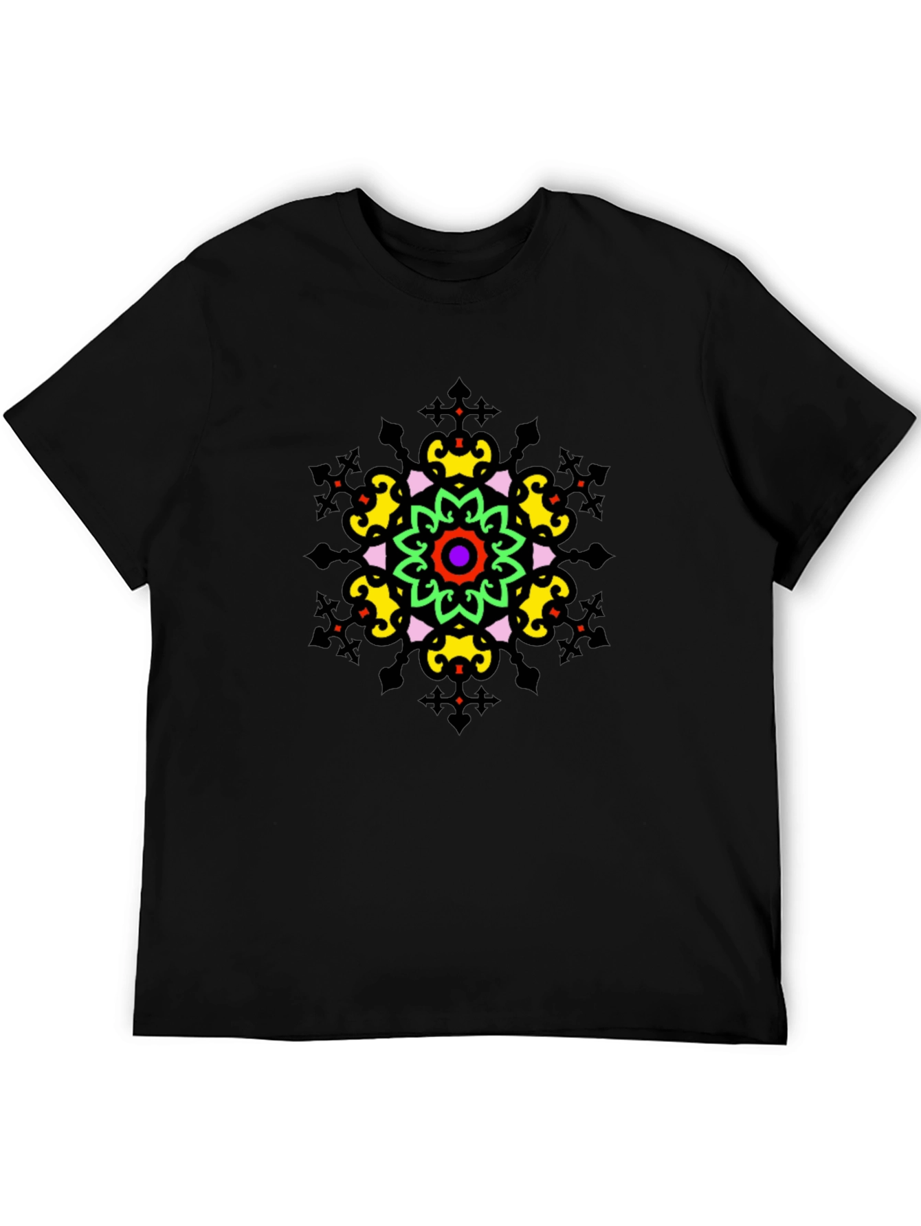 Vibrant Mandala Graphic Tee - Stylish Unisex Black T-Shirt
