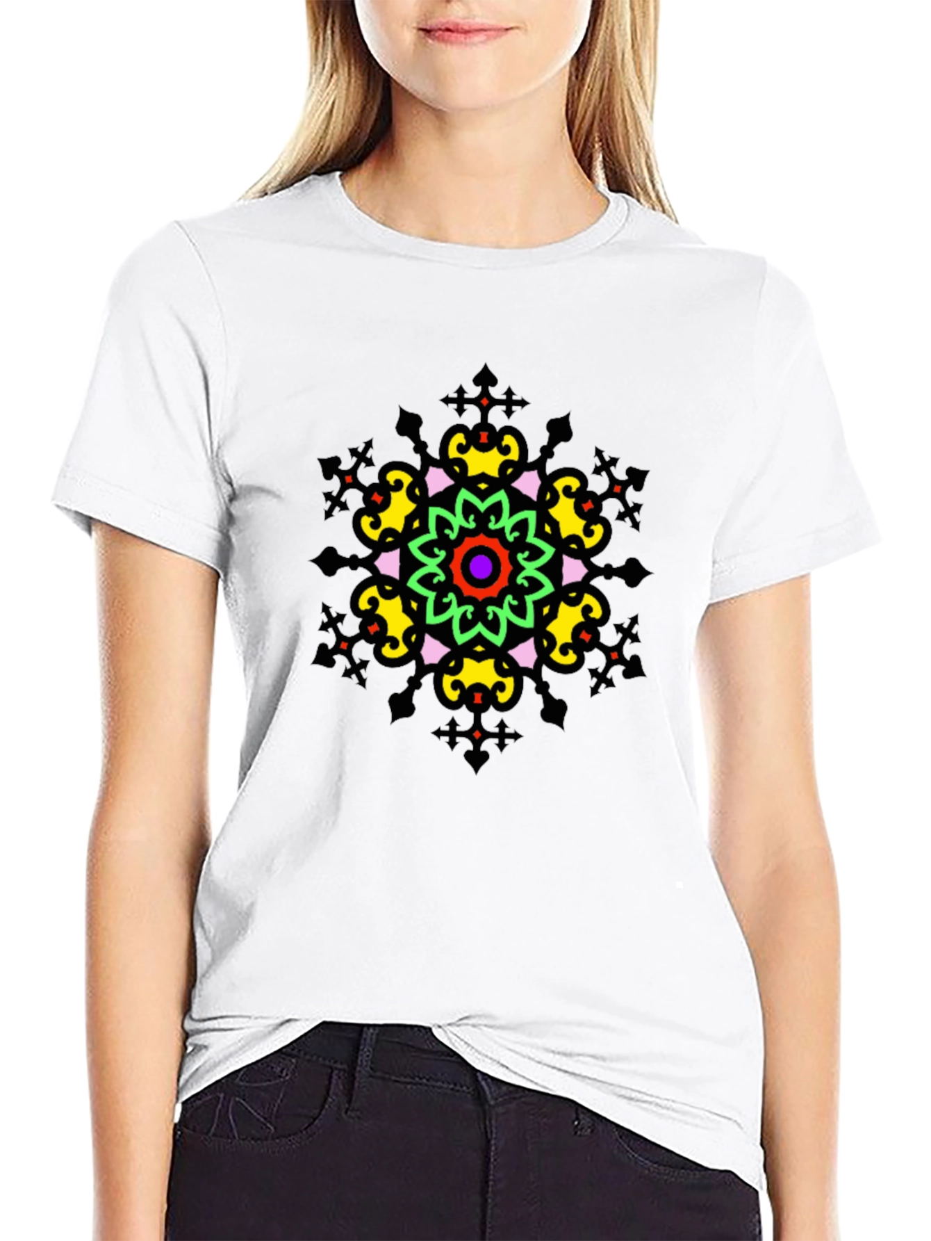 Vibrant Mandala Graphic Tee - Stylish Unisex Black T-Shirt