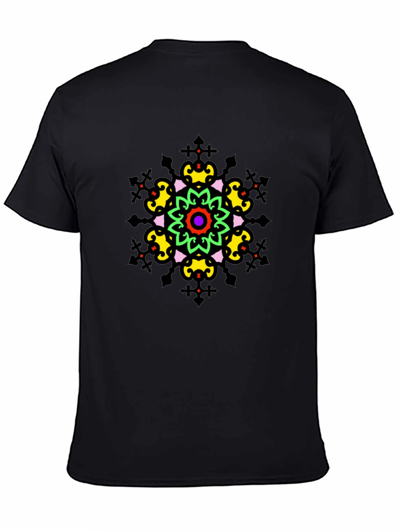 Vibrant Mandala Graphic Tee - Stylish Unisex Black T-Shirt