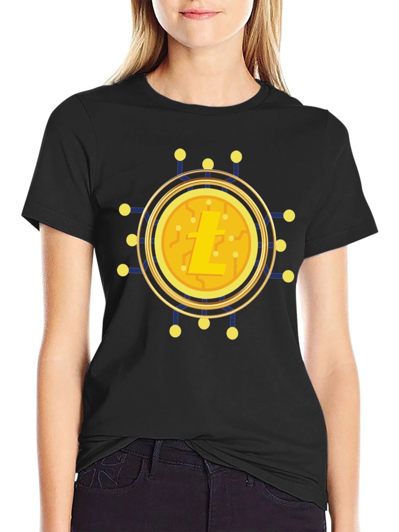 Litecoin Crypto Tee - Black Cotton Blend Shirt