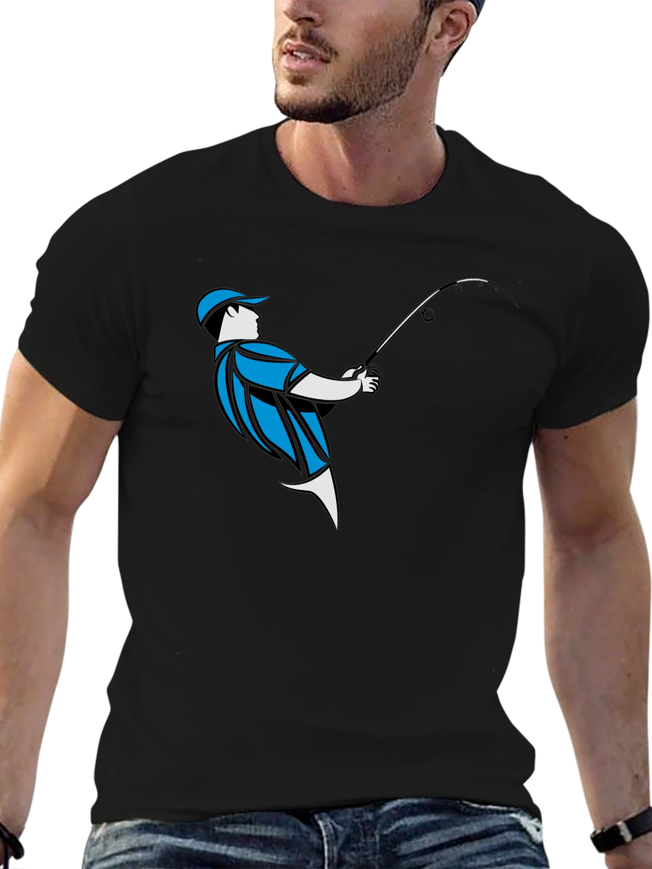 Fishing Graphic Tee - Black