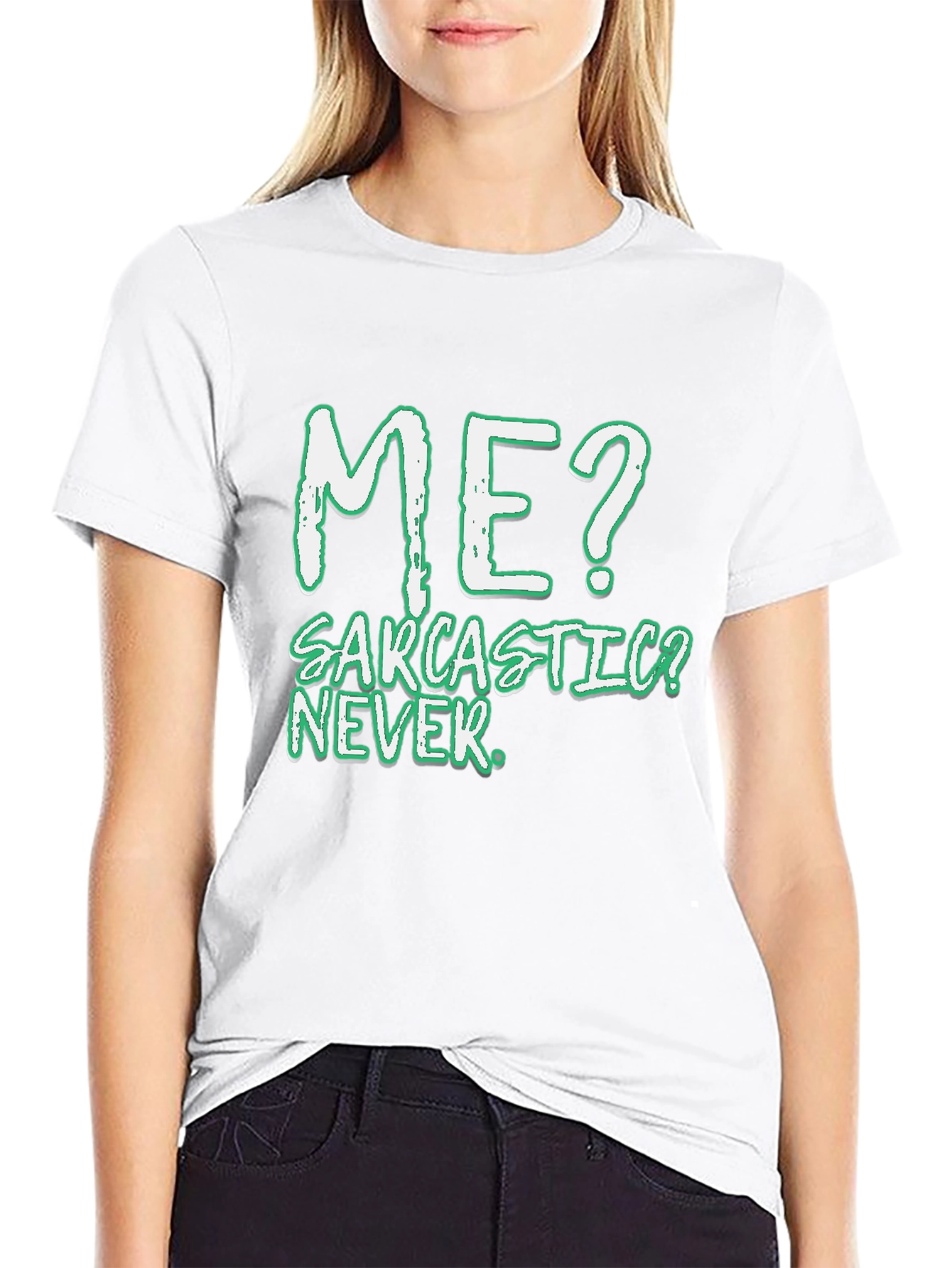 Sarcastic? Never! Mens Black T-Shirt