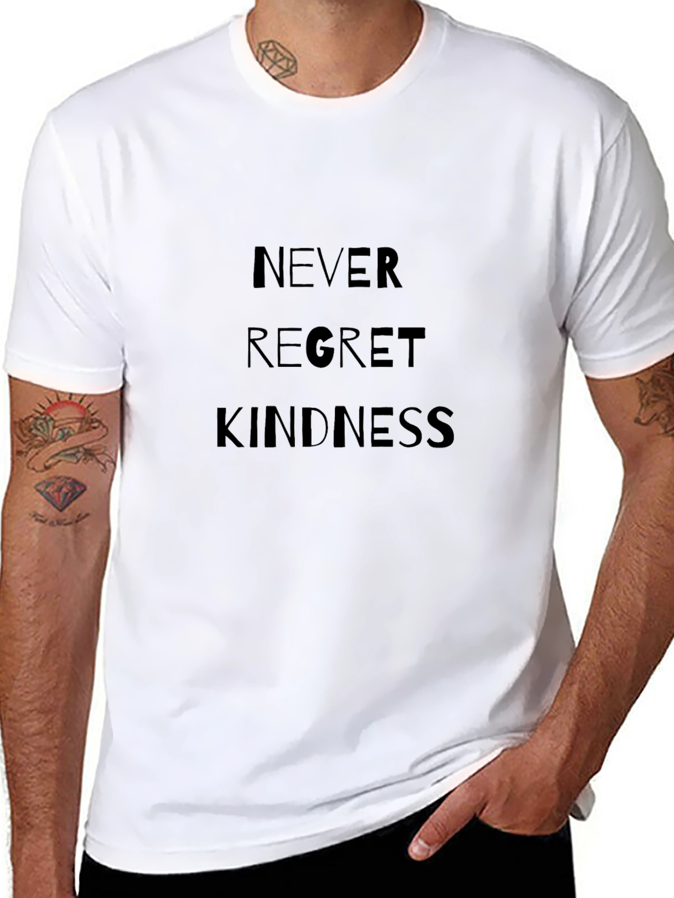 Never Regret Kindness Black T-Shirt