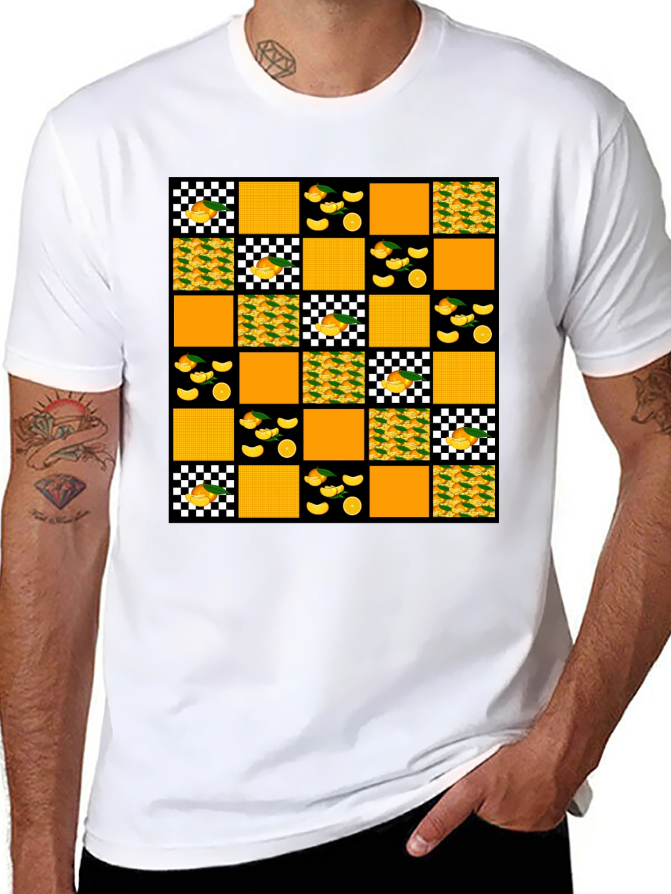 Funky Orange Patchwork Tee