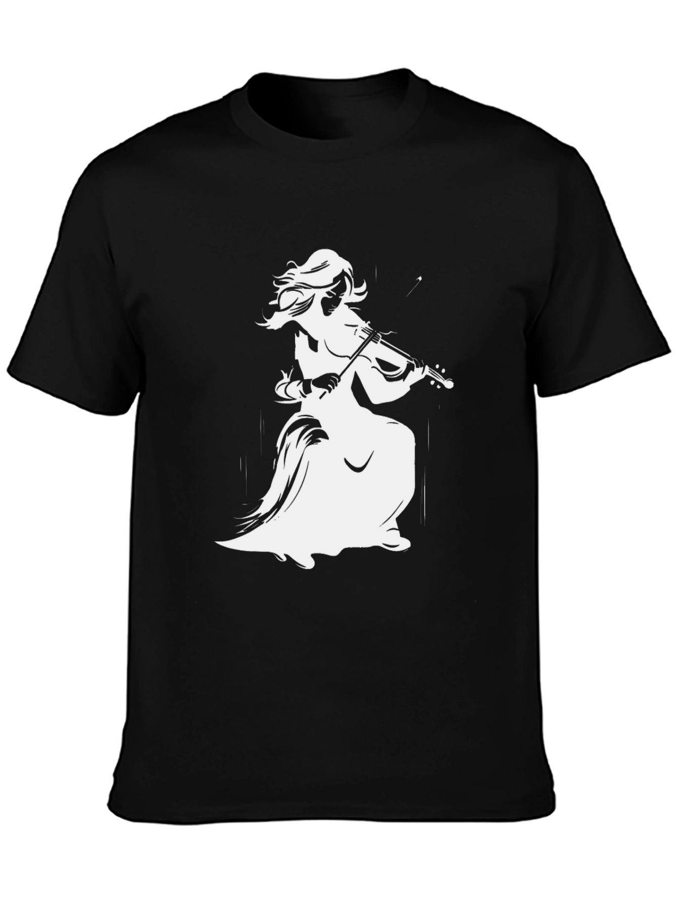 Black T-Shirt with Fiddler Graphic Print
