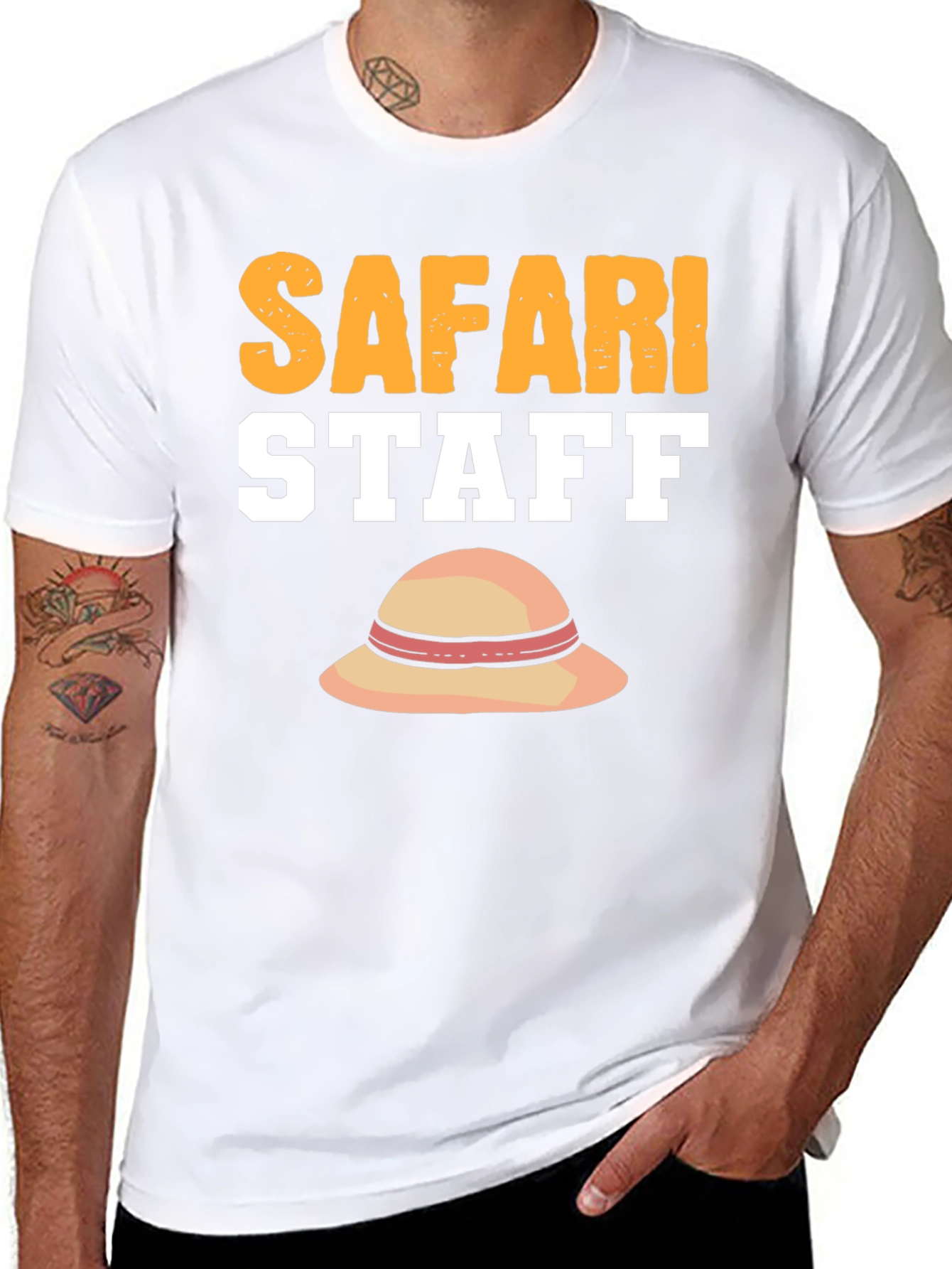 Safari Staff T-Shirt with Sun Hat Graphic