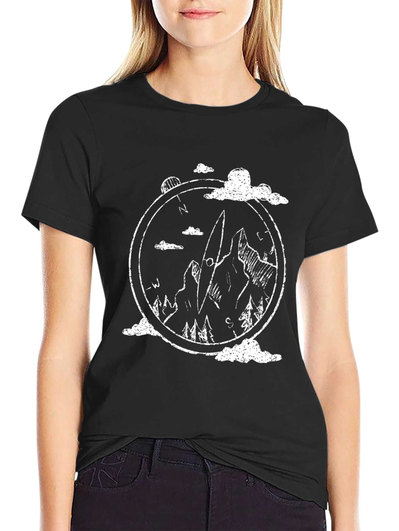 Mountain Compass Graphic Tee - Black
