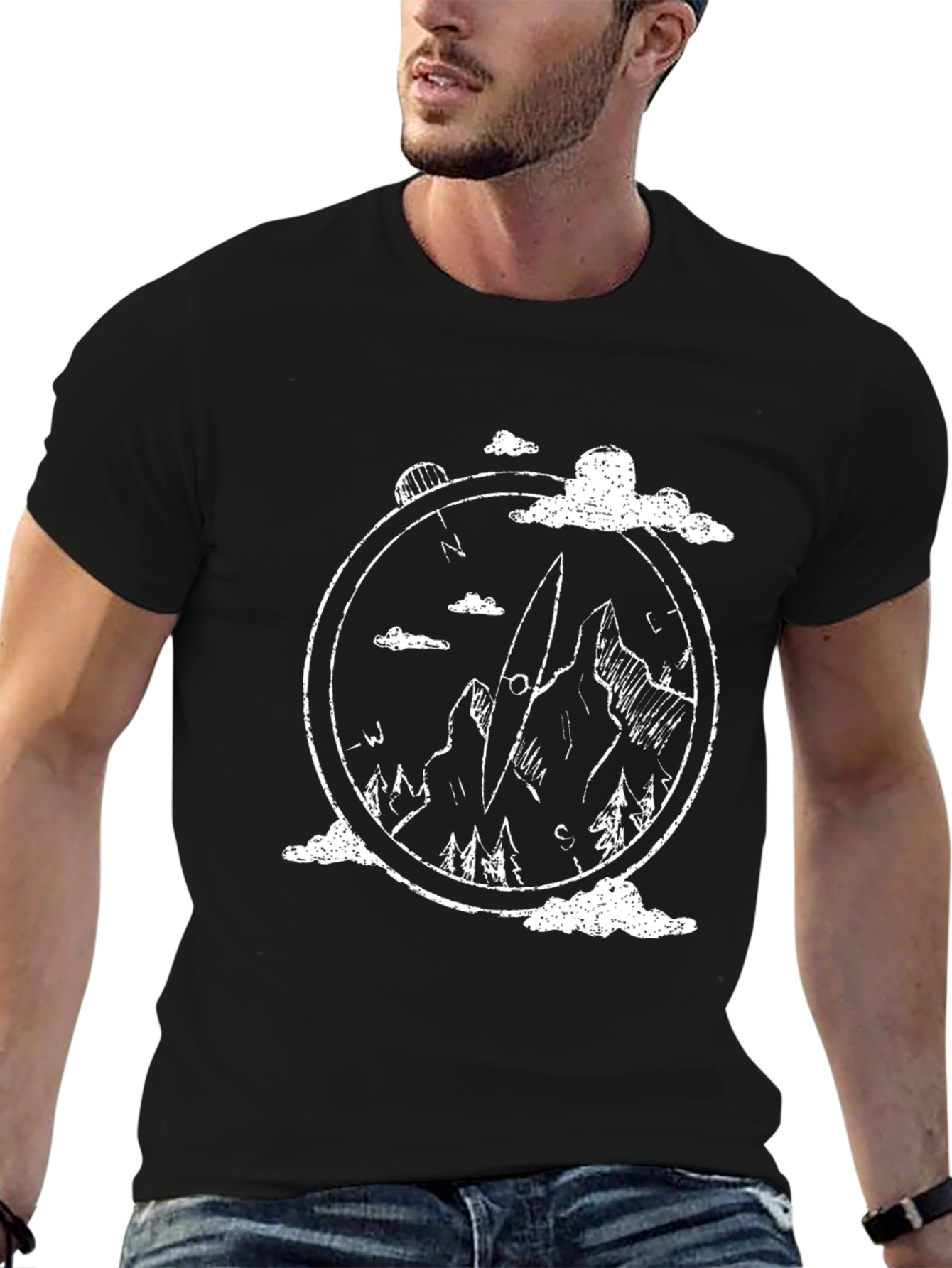 Mountain Compass Graphic Tee - Black
