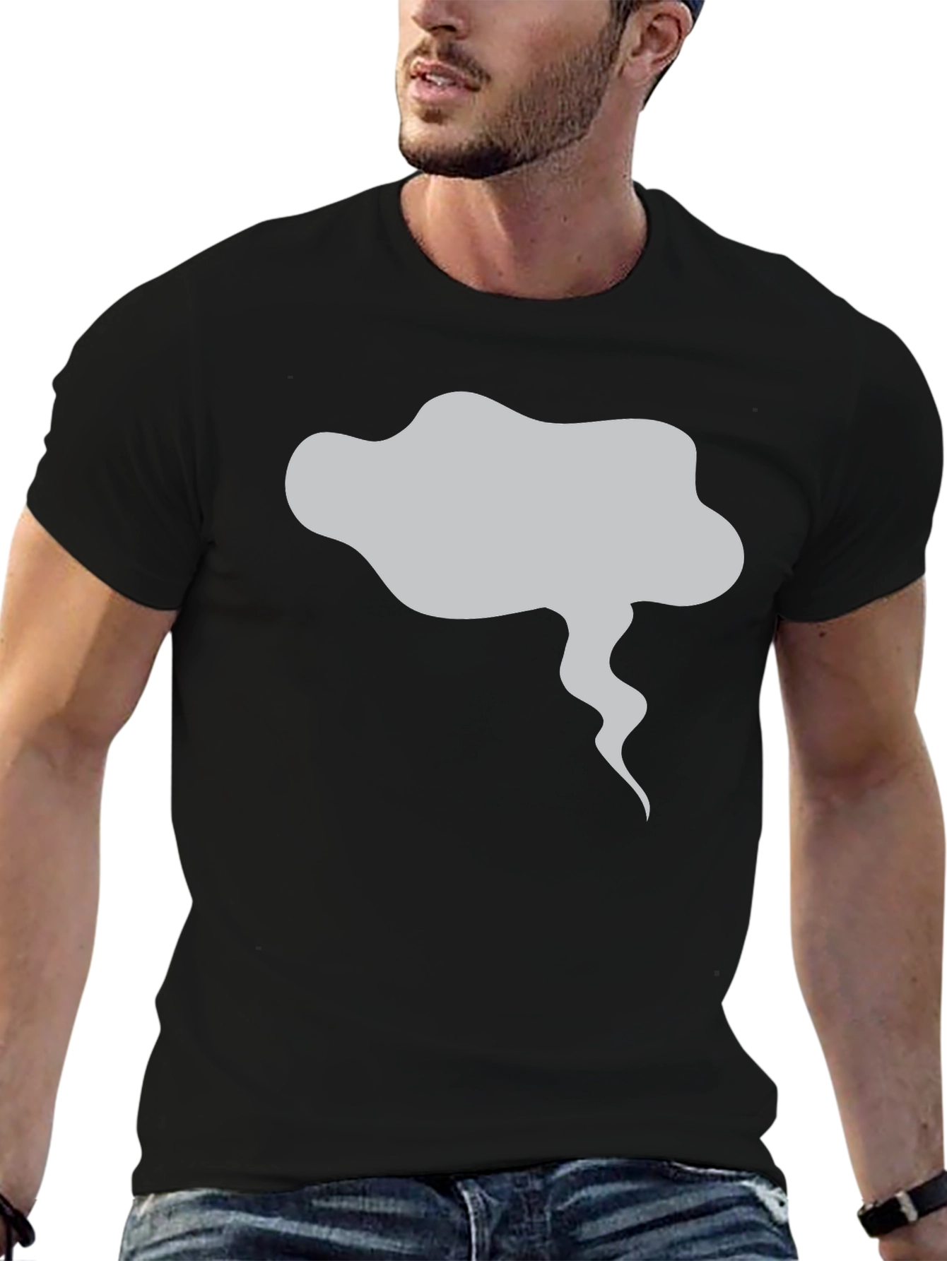 Mens Black T-Shirt with Smoke Graphic