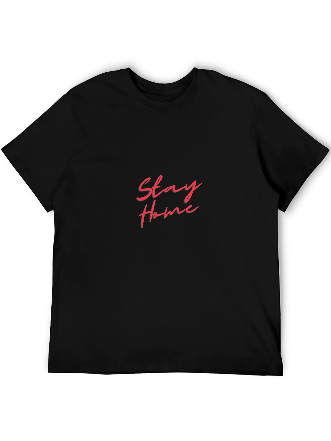 Stay Home Black T-Shirt - Fashionable Slogan Tee