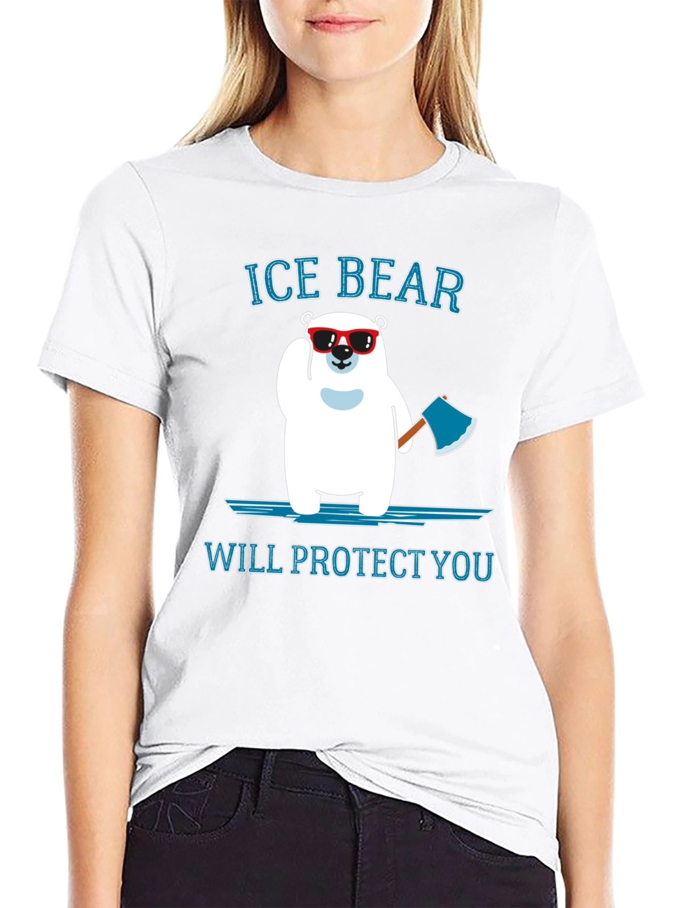 Ice Bear Will Protect You Black T-Shirt